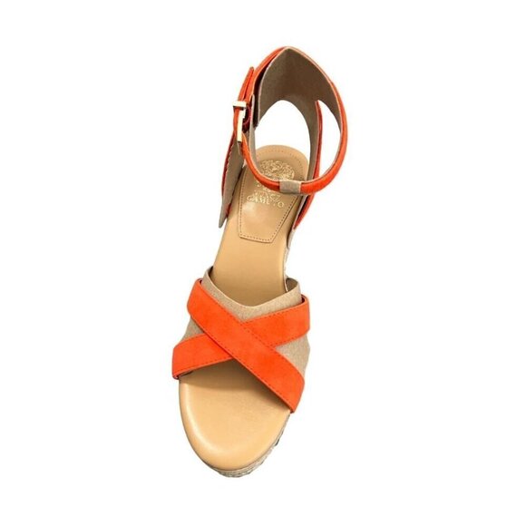 Vince Camuto Womens Orange Suede Espadrille Platform Wedge Sandals Sz 9 New - Picture 5 of 8